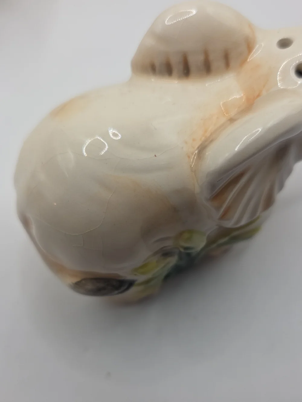 Ceramic Elephant Salt and Pepper Shakers - Cream with Green Accents